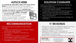 Lire la suite à propos de l’article Astuce #008 : Garantissez une restauration fiable et rapide de vos systèmes